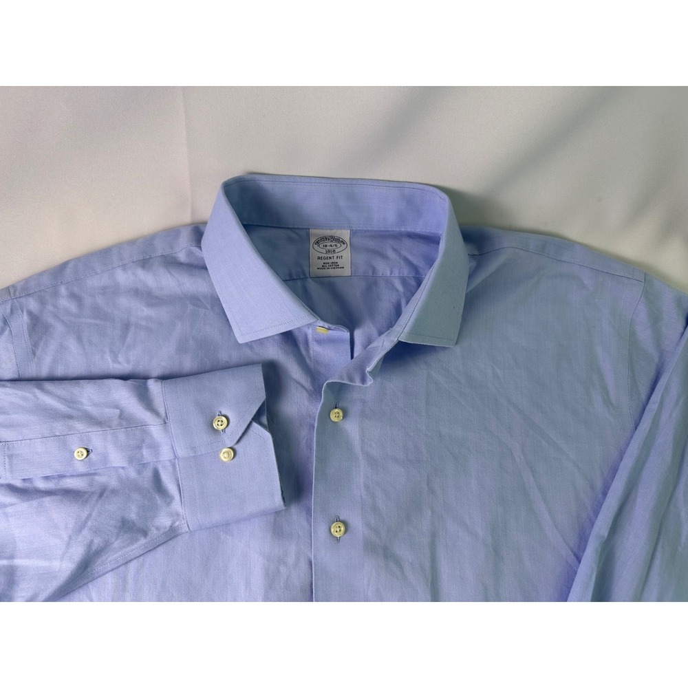 Brooks‎ Brothers Regent Fit Light Blue Non Iron Cotton Dress Shirt Mens 18-4/5
